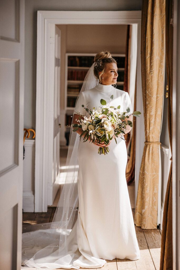 Hannah in custom Jesus Peiro 207 for a relaxed rustic wedding in Cornwall Miss BushMiss Bush