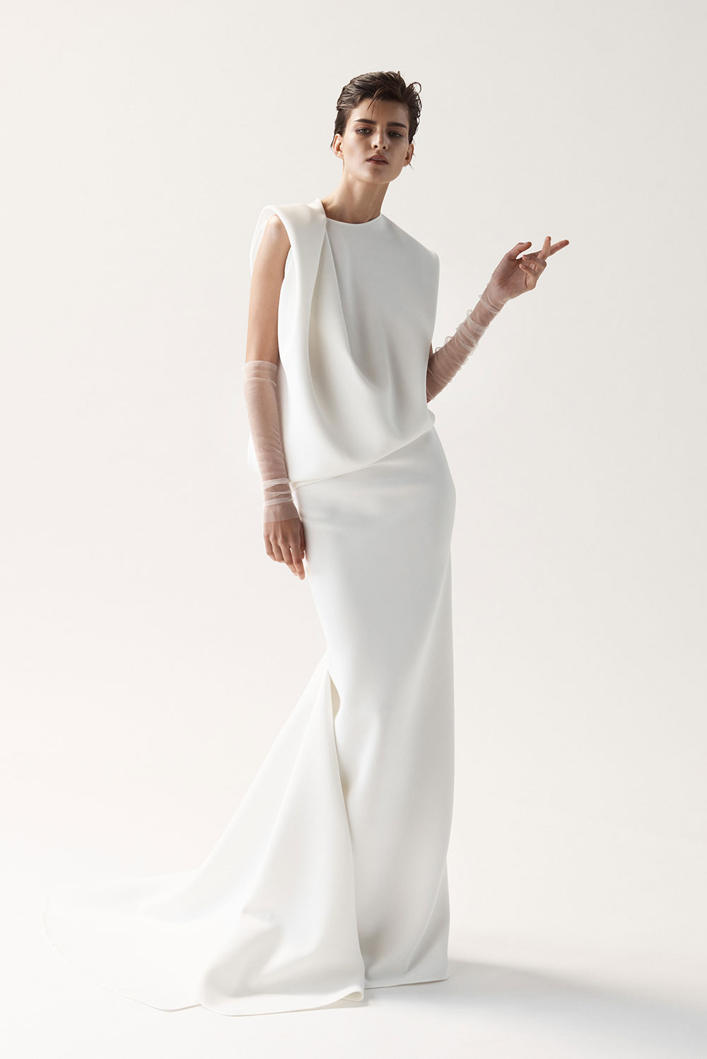 Maticevski Bridal Archetype draped top with Volplane skirt