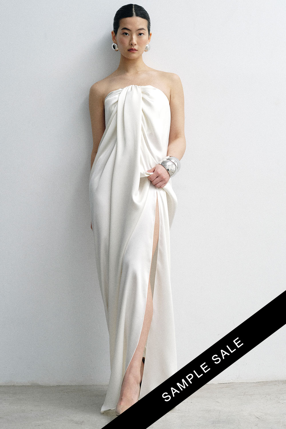 Sophie et Voila Kris strapless satin Wedding Dress, Miss Bush bridal boutique, Surrey & London