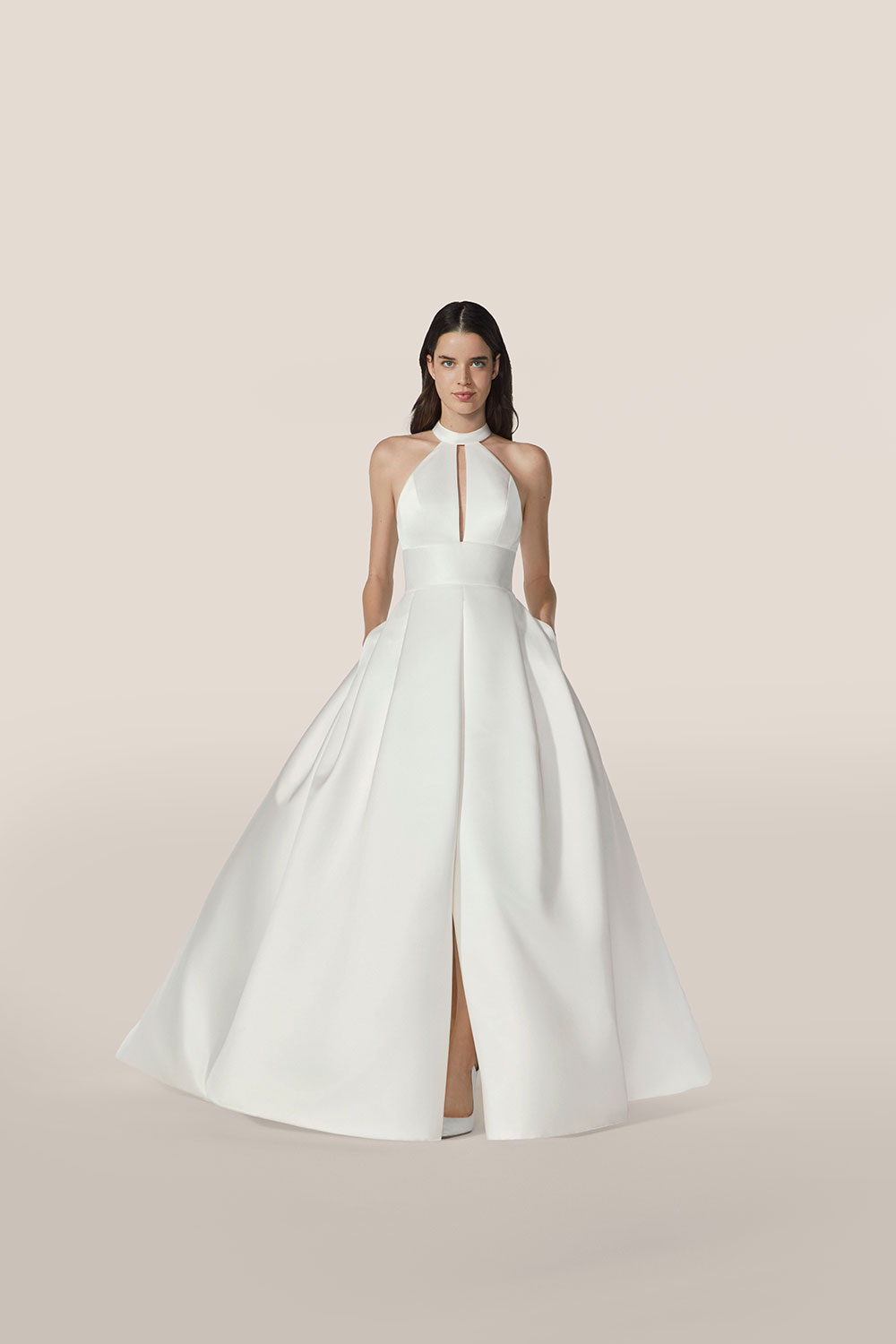 Jesus Peiro 2647 wedding dress, from the 2026 bridal collection, at Miss Bush, Surrey, London, UK stockist Jesus Peiro 2647 halterneck wedding dress