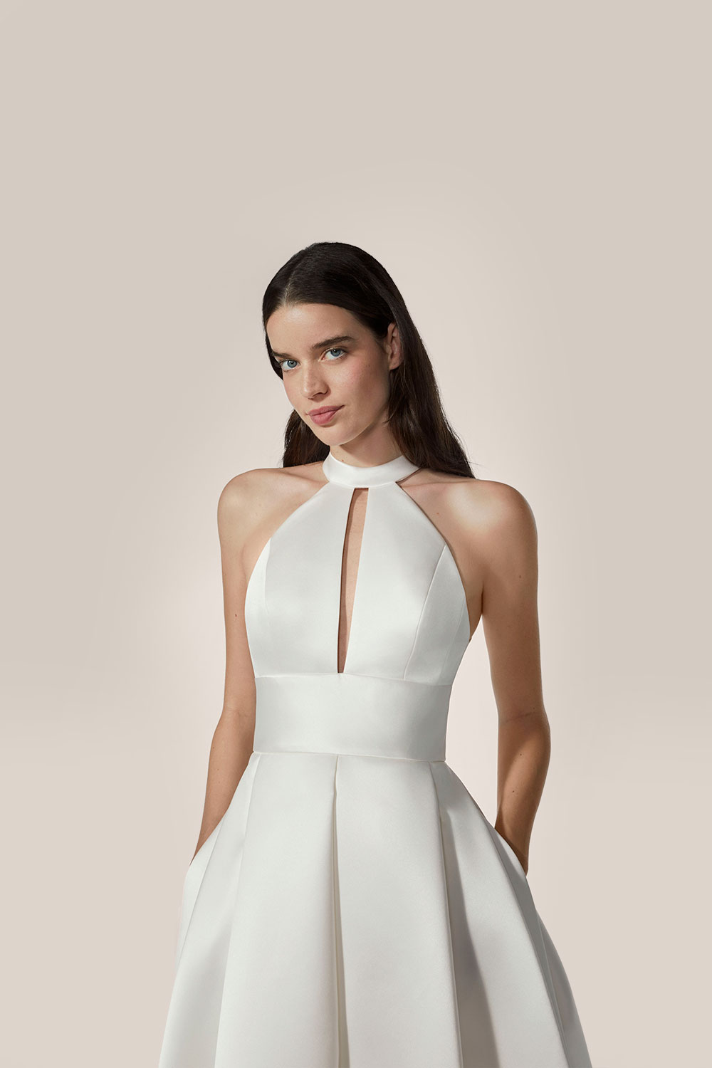 Jesus Peiro 2647 wedding dress, from the 2026 bridal collection, at Miss Bush, Surrey, London, UK stockist Jesus Peiro 2647 halterneck wedding dress