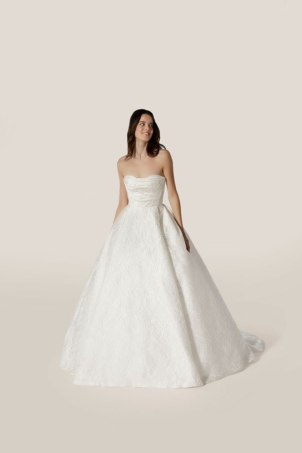 Jesus Peiro 2666 wedding dress, from the 2026 bridal collection, at Miss Bush, Surrey, London, UK stockist Jesus Peiro 2666 strapless ballgown wedding dress