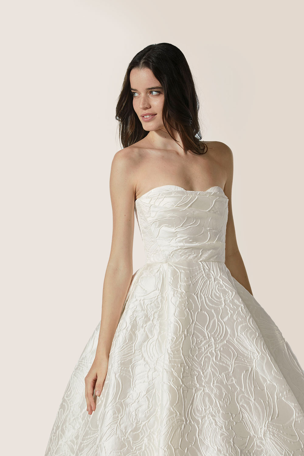 Jesus Peiro 2666 wedding dress, from the 2026 bridal collection, at Miss Bush, Surrey, London, UK stockist Jesus Peiro 2666 strapless ballgown wedding dress