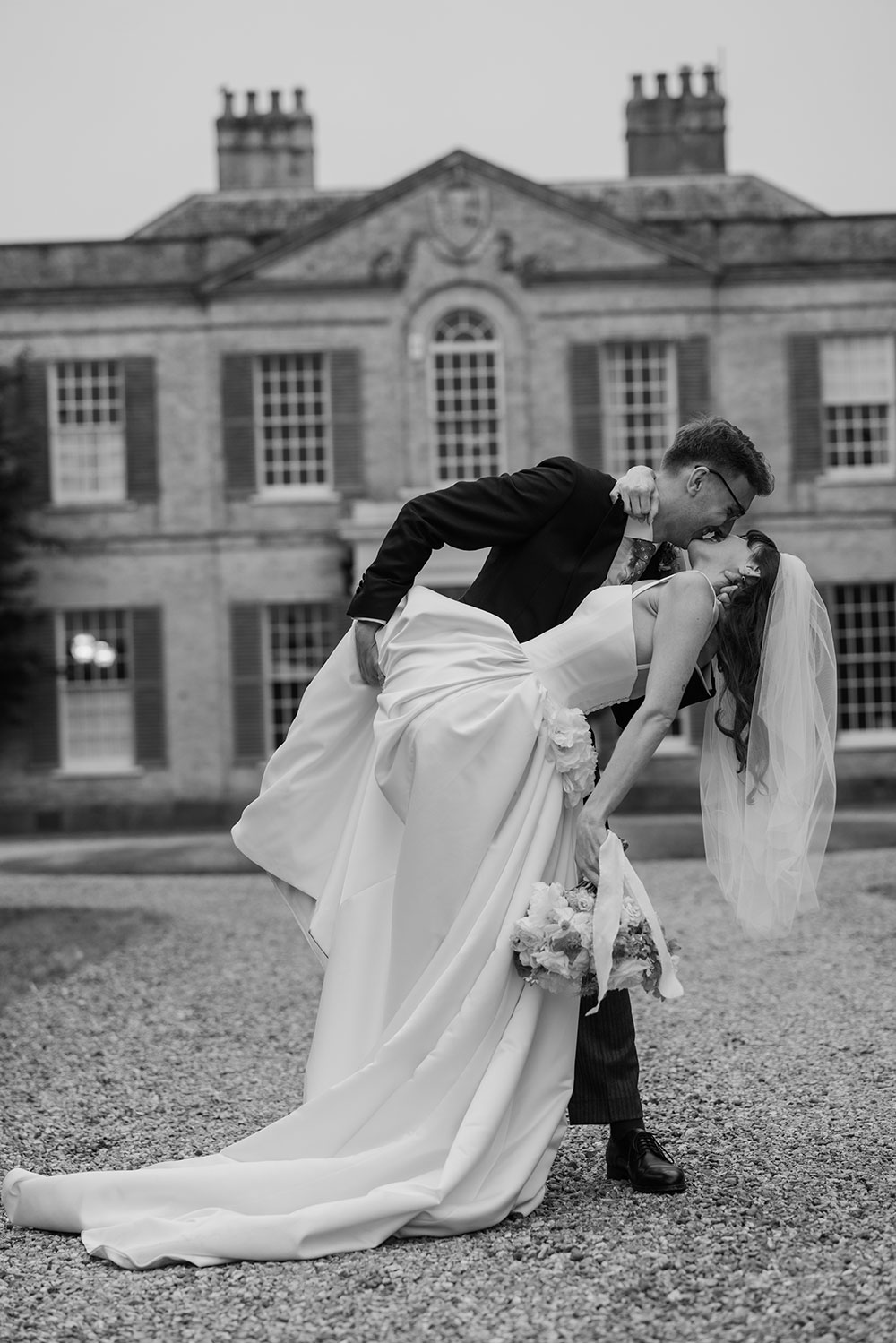 Nortier Schiffer dropped waist wedding dress with split skirt