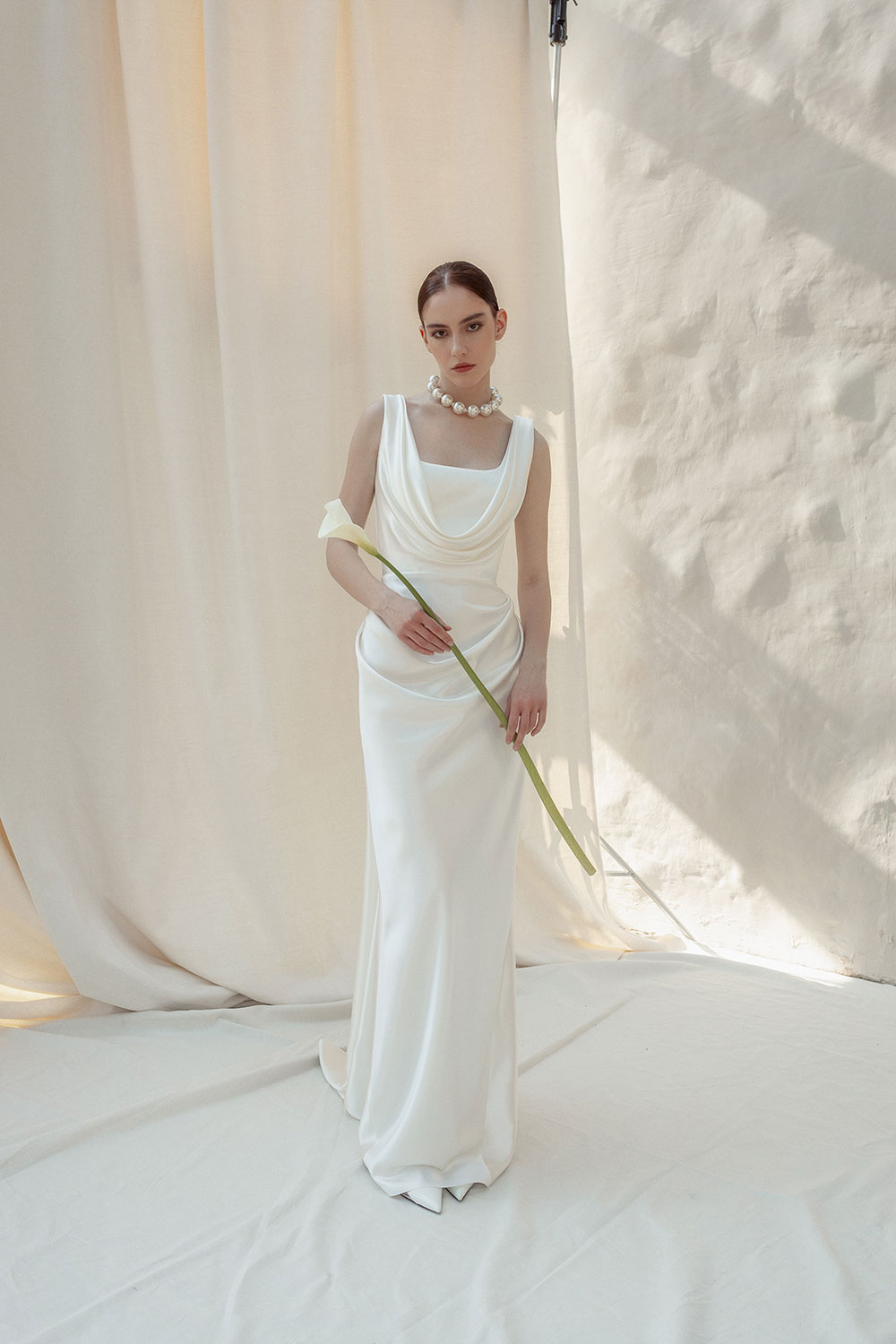 Liv draped silk wedding dress from Divine Atelier
