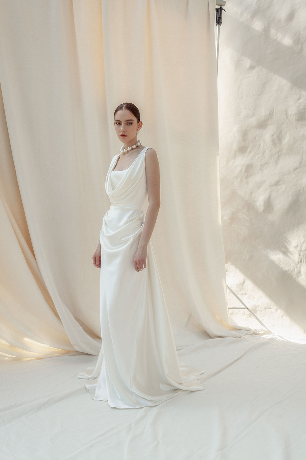 Liv draped silk wedding dress from Divine Atelier