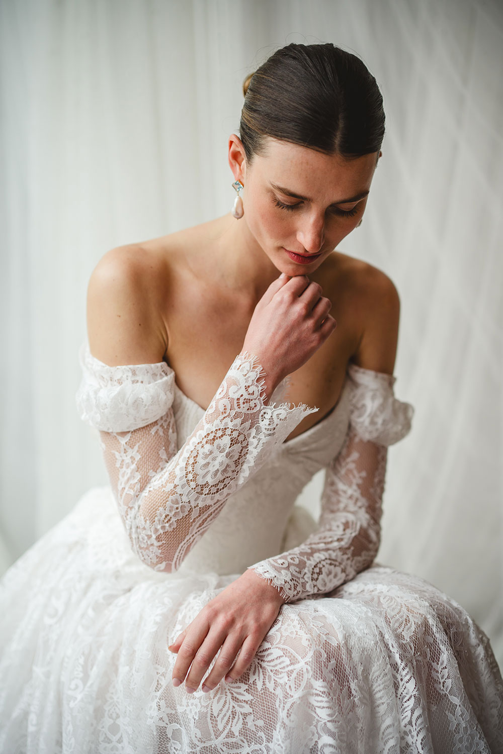 Mathilde wedding dress with overskirt by Nortier